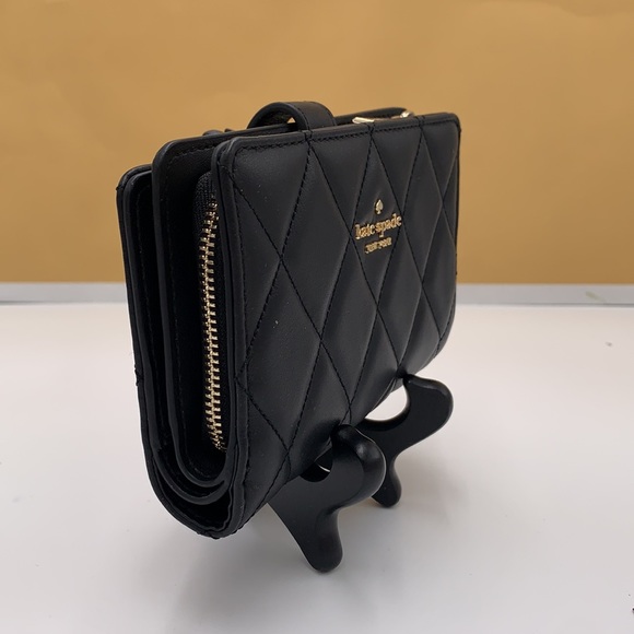 KATE SPADE Carey Medium Compact Bifold Wallet BLACK COLOR - Picture 4 of 15